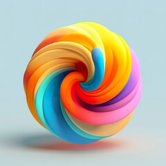 Abstract Rainbow Spiral. Soft and Rounded Forms Rendered in Tangled Perfection. 