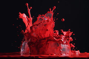 blew up crimson red paint splashes