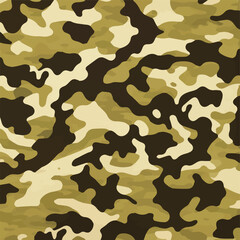 Camouflage seamless pattern. Trendy style camo, repeat print. Vector illustration. Khaki texture, perfect for military army design.