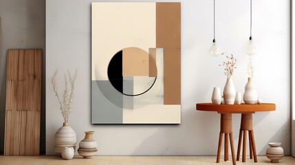 Interior with modern minimalist abstract composition abstract background.