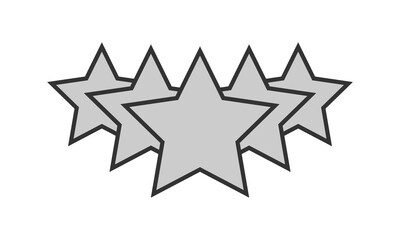 Five stars graphic icon. Rank or voting rating sign isolated on white background. Quality service symbol. Vector illustration 