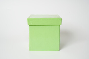 green gift box on white background