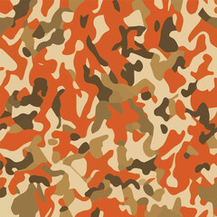 Camouflage seamless pattern. Trendy style camo, repeat print. Vector illustration. Khaki texture, perfect for military army design.