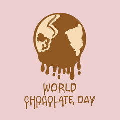 World Chocolate Day melted lettering, The world melted with chocolate vector and illustration - 632990985