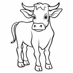 Cartoon cow for kids coloring book
