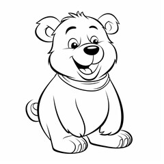 Smiling cartoon bear for children coloring book