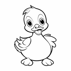 Cartoon duck for kids coloring book