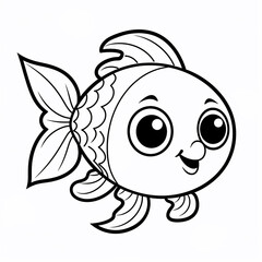 Cartoon fish for kids coloring book