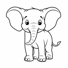 Fototapeta premium Cartoon elephant for kids coloring book