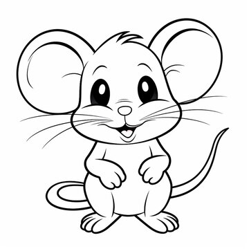 Cartoon mouse for kids coloring book