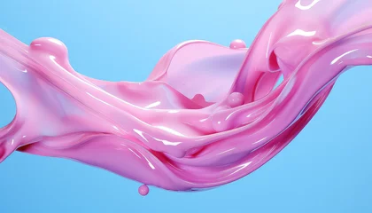  jet with a pink splash in the form of a liquid wave on a blue background © terra.incognita