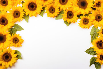 Frame made of different sunflowers
