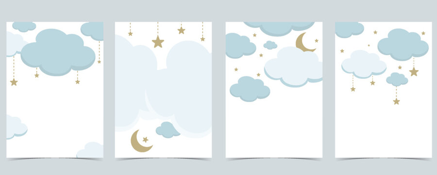 Baby shower invitation card for boy with balloon, cloud,sky, blue