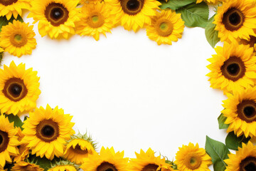 Frame made of different sunflowers