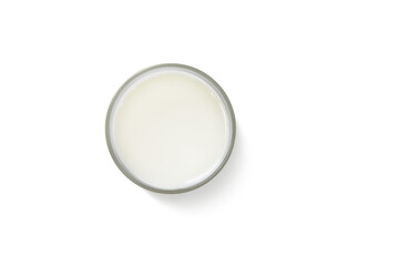 Milk in glass  top view  isolated PNG transparent