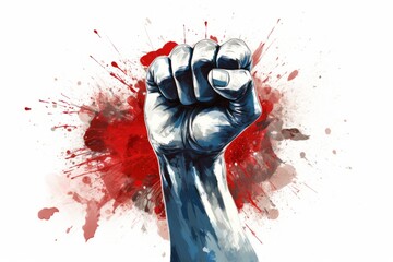 furious protest fist in watercolor, symbol of resistance, Generative AI