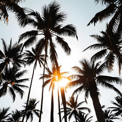 Fototapeta na wymiar tropical palm trees AI images