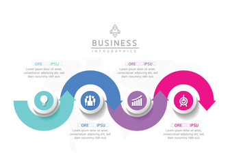 Vector infographic business presentation template with circular interconnection with 4 options.