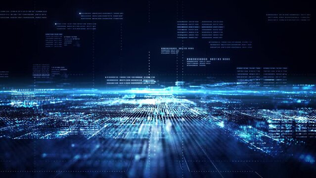 Technology digital cyberspace and digital data network connections concept. Transfer digital data high-speed internet, Future technology digital matrix on blue background.