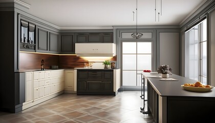 modern kitchen interior, luxury kitchen 