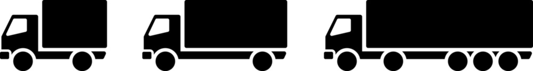 配達のトラックや大型トラックのアイコン素材セット