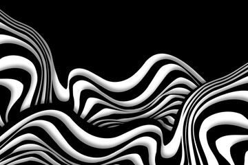 Black and White Wavy Stripes with Copy Space