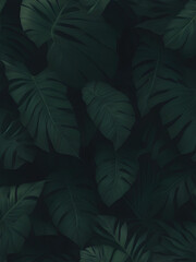 Botanical illustration. Tropical seamless pattern. Rainforest, jungle. Palm leaves, monstera, colocasia, banana. ai generated