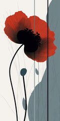 A simple illustration of a poppy flower. Floral design. Image for desktop, postcards. Generative AI