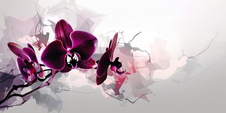 Illustration of a simple orchid flower. Floral design. Image for desktop, postcards. Generative AI