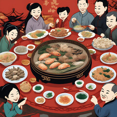 Chinese New Year Family Reunion feasts delicious Chinese delicacies