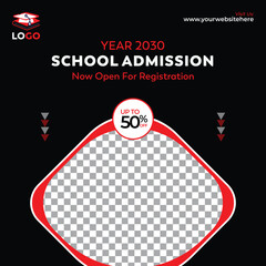Back to school education school admission social media post or square web banner template