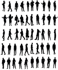 silhouettes of people working group of standing business people vector eps 10