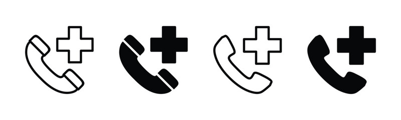 Hospital phone icon. Hospital, Medical, Emergency call icon symbol in line and flat style for apps and websites. Contact us, telephone, communication, phone. Vector illustration - obrazy, fototapety, plakaty