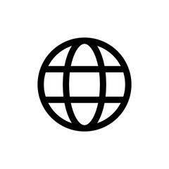 Globe web page or browser template black icon. Planet Earth vector illustration. World sign. Simple flat isolated symbol for outline, logo, mobile, app, design, web, dev, ui, ux. Vector EPS 10.