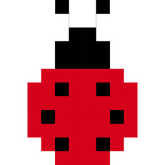Ladybug cartoon icon in pixel style
