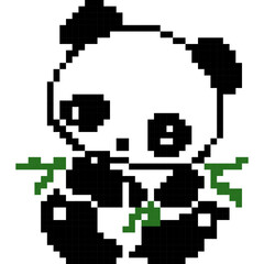 Panda cartoon icon in pixel style