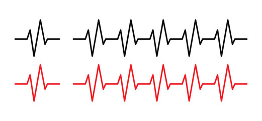Heart rate icons vector. Pulse, heart rhythm, heartbeat line icon on white background. Vector illustration