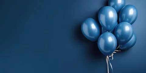Poster Dark blue balloons on a blue background, with space for text. The banner is dark blue. Generative AI © 22_monkeyzzz