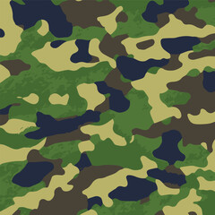 Camouflage seamless pattern. Trendy style camo, repeat print. Vector illustration. Khaki texture, perfect for military army design.