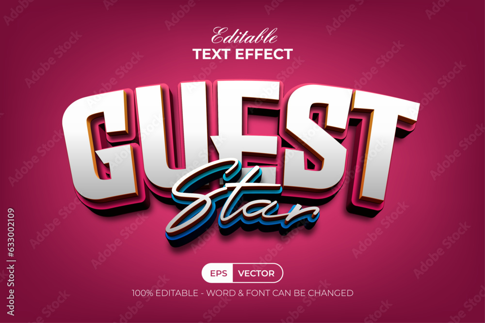 Poster 3d text effect curved style. editable text effect.