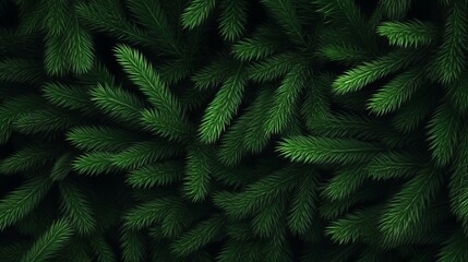 Illustration of a vibrant green pine tree up close. Christmas tree branches