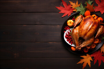 grilled turkey with vegetables , thanksgiving background