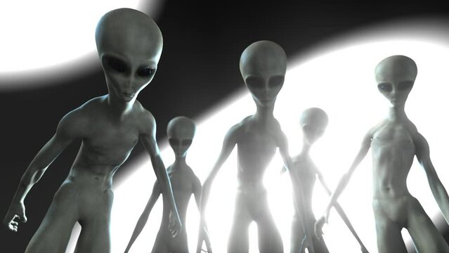 aliens gray close-up 3d render