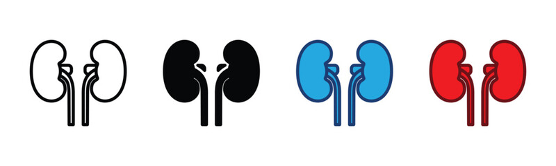 Kidney icon vector. Human kidney organ icon symbol in line and flat style. Medicals care vector illustration