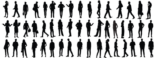 silhouettes of people working group of standing business people vector eps 10 - Powered by Adobe