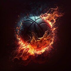 a basketball throught with fire - generative AI