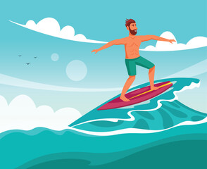 man surfing controlling the waves on a surfboard