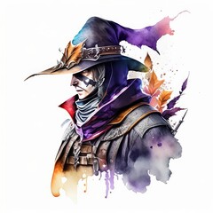 halloween witch with magic wand