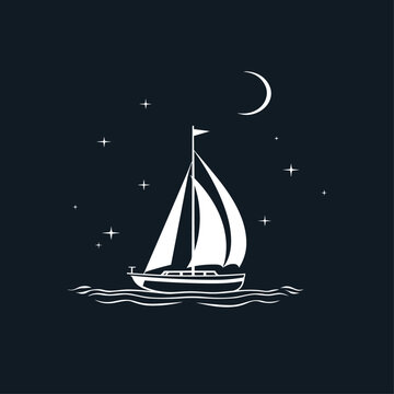 Vector sailing boat yacht logo vector illustration isolated on white. Yacht club logotype