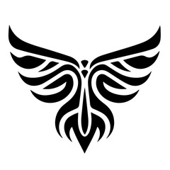 Obraz premium The wing tribal graphic is a captivating fusion of feathers and intricate lines, evoking a sense of flight and freedom.